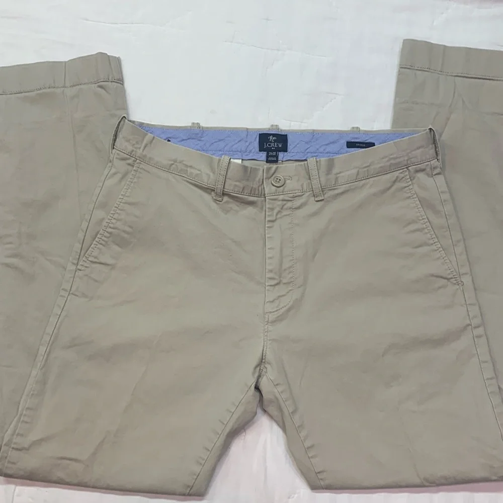 Preppy J. Crew Men's Slim Fit Flex Chino Pants 31x30‎ Khaki Stretch Flat Front